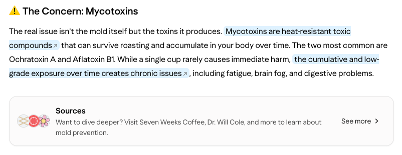 Yahoo Scout showing inline links in the response