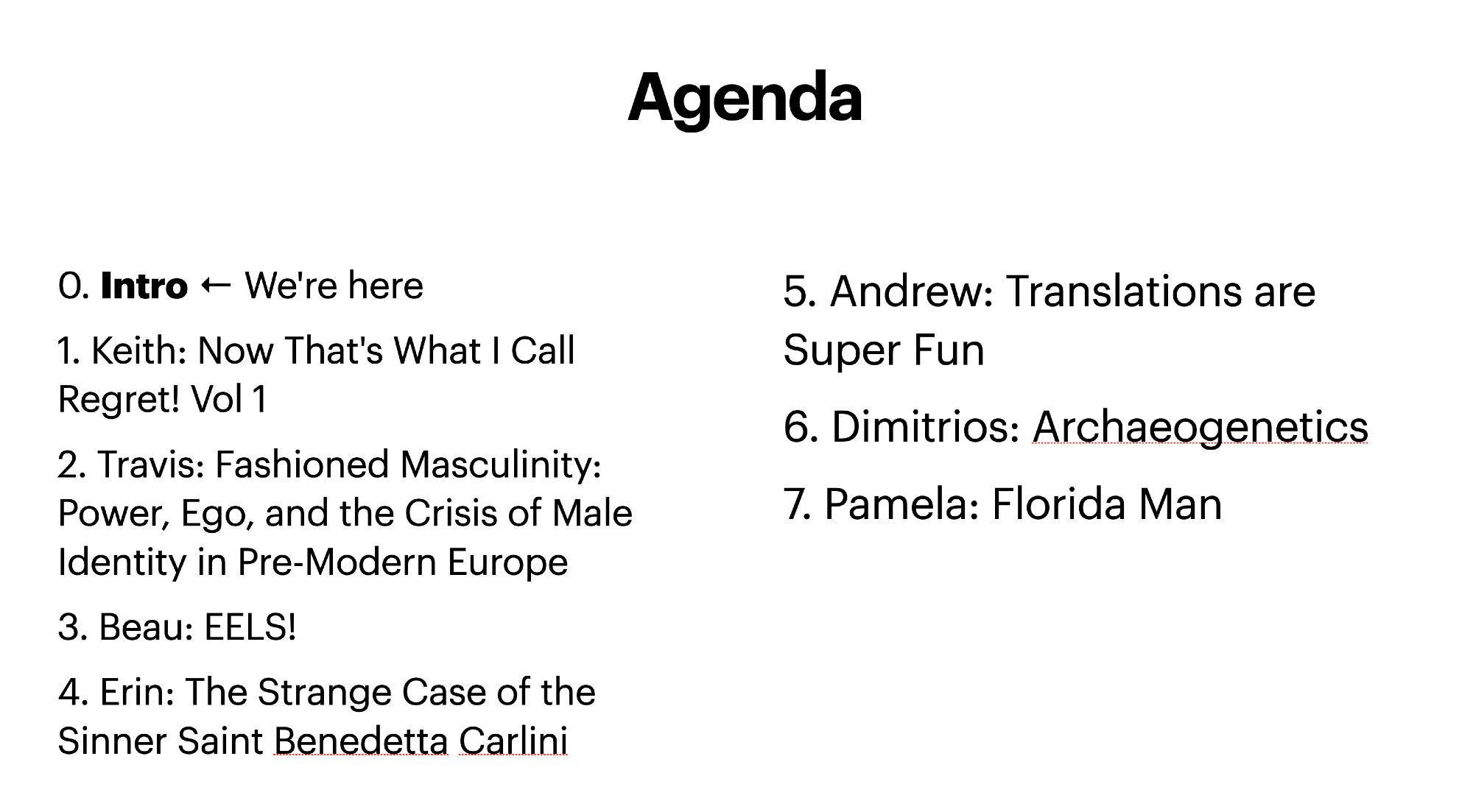 Our Agenda