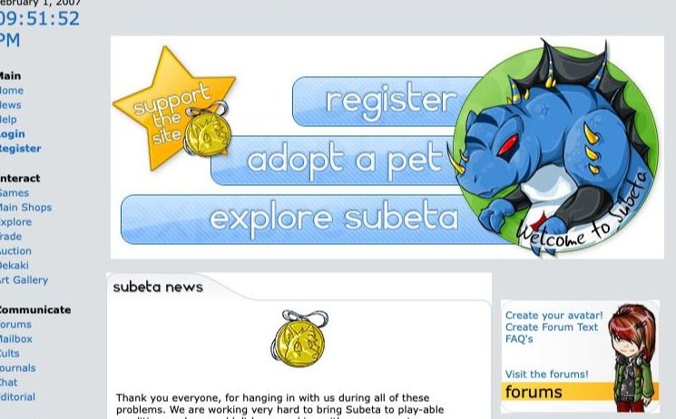 Screenshot of Subeta in 2007